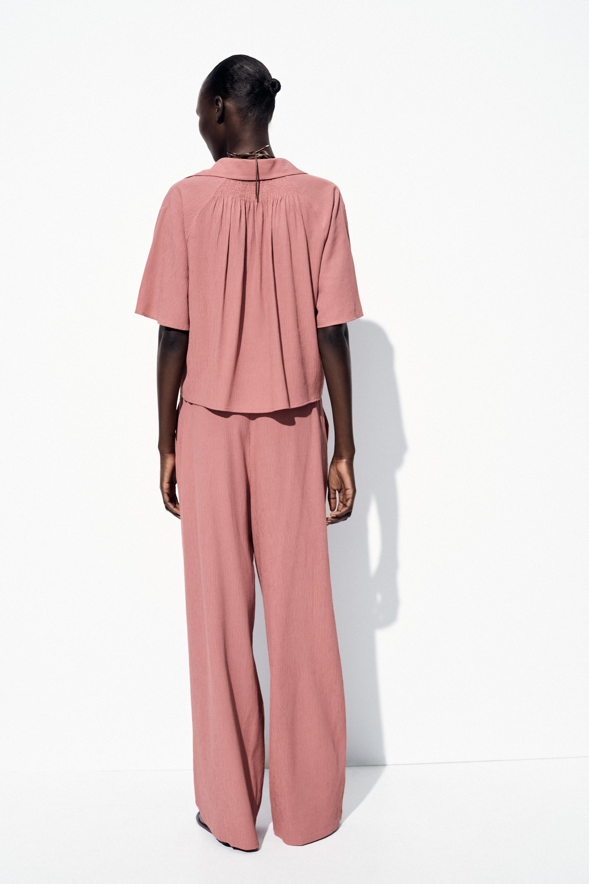 WRINKLE EFFECT WIDE LEG PANTS